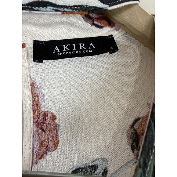 Akira Women’s Loose Chiffon Floral Blouse with V-Neck and Choker Detail Size S - Picture 8 of 13